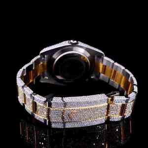 Montre analogique mécanique de luxe moderne en acier inoxydable, entièrement sertie de moissanite, détails haut de gamme, élégance au quotidien - Product Image 4