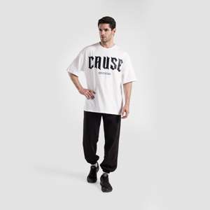 100% Cotton Oversize T-Shirt the Courageous Tee with Street Style Pattern Screen Print on 210gsm Jersey <b>White</b> Color - Product Image 4
