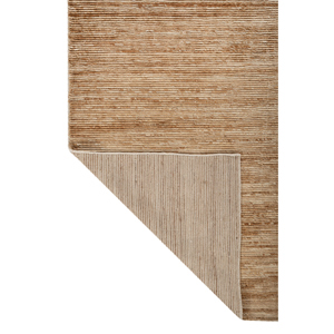 พรมสไตล์คิลิมสีเบจและสีน้ำตาลลายทางนามธรรม ขนาด 9x12 ฟุต ทำด้วยมือจากเส้นใยปอกระเจาและป่าน รุ่น HPJ-101 เหมาะสำหรับห้องนั่งเล่น - Product Image 5