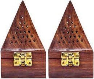 Vente en gros brûleur d'encens en bois en forme de pyramide brûleur créatif creux bakhoor mubkhar - Product Image 4