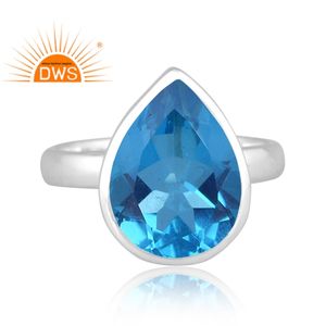 แหวนซ้อนได้รูปลูกแพร์ทำจากเงินสเตอริงสองสีสวิสบุษราคัม - Product Image 2