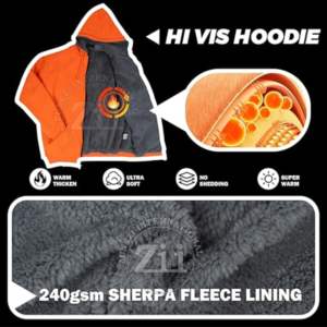 Hi Vis Camisas de trabajo de construcción Chaleco DE SEGURIDAD reflectante de secado rápido Sudaderas con capucha Sudadera de lana amarilla Uniformes directos de fábrica - Product Image 6