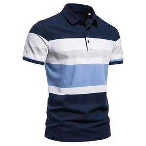 Polo de empalme de color personalizado bordado impresión Logo 100% algodón poliéster hombres polos en blanco - Product Image 4