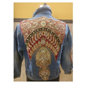 Veste en jean style bohème personnalisée avec broderie pour femme, robe de fête bohème de Noël, veste en jean Banjara pour femme et homme - Product Image 5