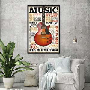 Modern Style Music Passion Poster <b>Canvas</b> Material with Black Frame for <b>Wall</b> Use - Product Image 1