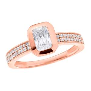 Anillo de Compromiso de Diamante Redondo y Radiante para Mujer - Product Image 1