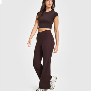 เสื้อยืดผ้าฝ้าย100% พลัมสีน้ำตาลคุณภาพพรีเมี่ยมสำหรับผู้หญิงเสื้อยืดออกกำลังกายในยิมแบบลำลองน้ำหนักเบาระบายอากาศมีสไตล์ - Product Image 6