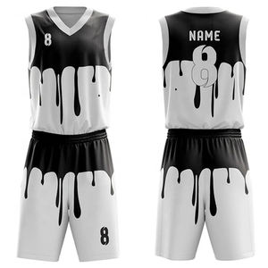 Uniforme de basket-ball en polyester de haute qualité Design tendance à col en V Séchage rapide Respirant Léger Logo personnalisé Plus Size (Set Size) - Product Image 1