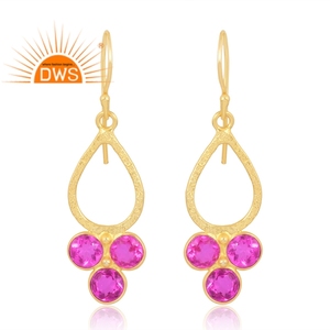 925เงินสเตอร์ลิง18K ประดับเพชรควอตซ์พลอยทับทิมชุบทอง18K - Product Image 1