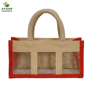 Sac en bouteille en plastique en jute avec coton intégré, sacs personnalisables pour offrir en cadeau et emballer - Product Image 3