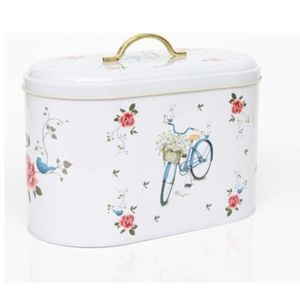 Boîte à pain en métal bleu vintage de 9,8 L avec poignée 178x338x200mm pour le stockage des aliments et les promenades à vélo - Product Image 2
