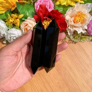 Wholesale Black Obsidian <b>Crystal</b> Tower <b>Wand</b> Double-Pointed Love Polished Home Decoration in Feng Shui Style 4-6 Inches - Product Image 2