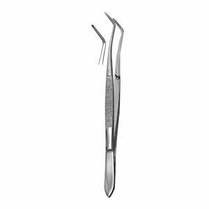 Pince à épiler en acier inoxydable Meriam à pointe coudée dentelée 16cm pince à épiler en coton chirurgical dentaire utilisation chirurgicale - Product Image 6