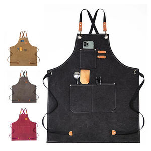 Kitchen Use Custom Water Repellent Cross Back Heavy Duty Adjustable Large Pockets Cotton <b>Canvas</b> <b>Aprons</b> for Men and Women - Product Image 6