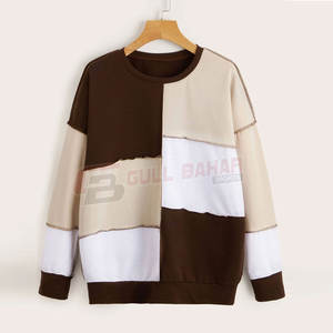 เสื้อสเวตเตอร์แบบสวมหัวสำหรับผู้หญิงเสื้อสเวตเชิ้ตคอกลมสีพื้นด้านในระบายอากาศได้ - Product Image 1