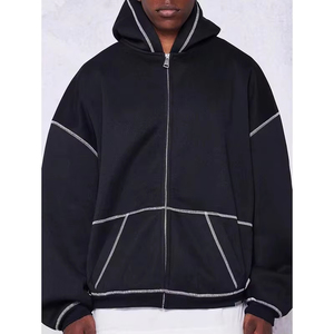 Wholesale Bulk Winter Embroidered <b>Zipper</b> <b>Sweatshirt</b> Custom Men Oversized Hoodies Plus Size Casual with Custom Logo High Quality - Product Image 2
