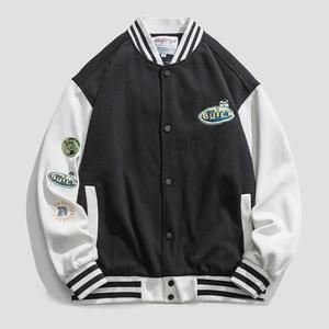 Chaqueta universitaria con diseño de logotipo personalizado OEM, cuerpo de lana verde y mangas de cuero auténtico blanco, chaqueta de béisbol Letterman - Product Image 1