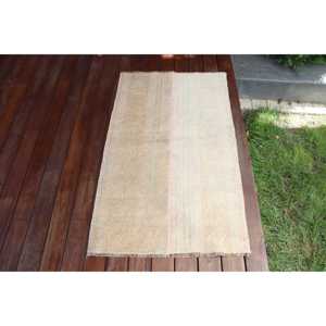 Turkish Small Rug 2,2x3,6 ft, <b>Brown</b> White Floral Rug <b>Wool</b> - Product Image 1