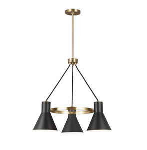 Lampe suspendue en métal à 3 supports en laiton AK en laiton et pièce de luxe finie noire pour la décoration intérieure d'hôtel - Product Image 1