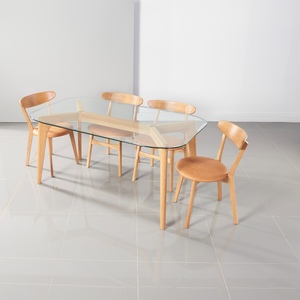 Ensemble de meubles de salle à manger en teck et verre de couleur naturelle pour meubles de salle à manger et meubles de cuisine - Product Image 5