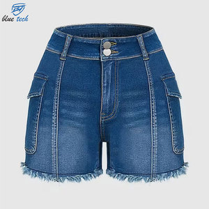 High Quality Women High Waist Breathable <b>Washed</b> Denim Shorts Stretch Casual Summer Factory Price Wholesale Supplier - Product Image 6
