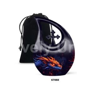 Urna para adultos de cremación de dragón con gota de lágrima de aluminio azul de alta calidad para cenizas humanas, urna cruzada de recuerdo con bolsa de terciopelo gratis - Product Image 5