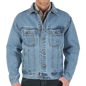 Veste en jean unie de qualité supérieure pour homme, streetwear d'hiver, coupe oversize, décontractée, respirante, col rabattu, logo personnalisé OEM - Product Image 1
