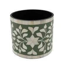 Incrustaciones de hueso antiguo Diseño a cuadros en blanco y negro Maceta Florero decorativo Florero - Product Image 2
