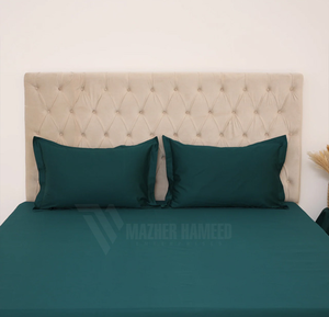 Ensemble de draps en coton doux de couleur verte de luxe 3 pièces 300TC ensemble de draps housse plats en satin pour hôtels et usage domestique - Product Image 5