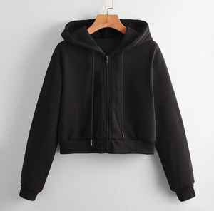 Sudadera con cordón y cremallera de alta calidad para niñas, manga larga, con capucha de gran tamaño, estilo informal, logotipo bordado en la parte delantera, buen precio - Product Image 2
