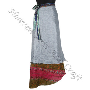 กระโปรงยาวผ้าไหมสไตล์วินเทจสำหรับผู้หญิงกระโปรงยาว38นิ้วเชือกผูกคอสำหรับใส่ไปสระว่ายน้ำแฟชั่นกระโปรงผ้าไหมแนววินเทจแบบกลับด้านได้ของอินเดีย - Product Image 5