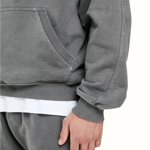 Custom Logo for Double Layer 400gsm <b>Thick</b> <b>Fleece</b> 100% Cotton Pullover Winter High Street Vintage Wash Hoodies - Product Image 4
