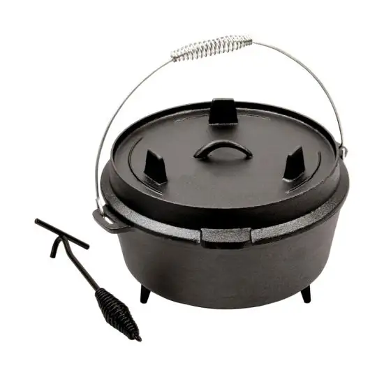 4QT Met Benen Pre Doorgewinterde Gietijzeren Deksel Ook Een Koekenpan Braadpan Pot Met Deksel Lifter Voor Camping Koken Bbq bakken