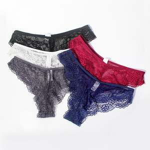 Culotte Sexy en dentelle blanche Pure avec Logo personnalisé, culotte dos nu en Spandex, sous-vêtements pour femmes - Product Image 2