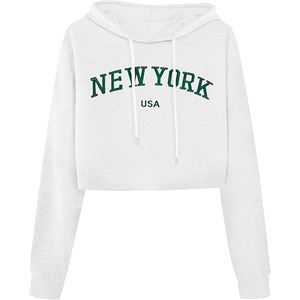 Sweat-shirt décontracté et sexy pour femme, haut court à capuche, manches longues, pull en coton, vêtements de rue tendance, coupe confortable - Product Image 1