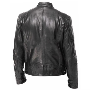 Chaquetas de Invierno de Cuero para Hombre, Cuello Alto, Estilo Motociclista, Forro Polar, Corte Holgado, Cuero PU, Frente de Lona, Logotipo Personalizado, Alta Calidad, Secado Rápido - Product Image 3