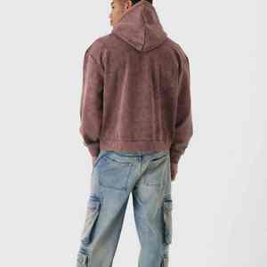 Sweat à capuche décontracté surdimensionné en coton 100% pour homme, vintage, noir, délavé à l'acide, avec strass, style hip-hop, pour l'hiver - Product Image 4