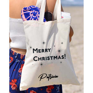 Sac fourre-tout pour femme Joyeux Noël en noir avec étoiles Sacs fourre-tout de Noël - Product Image 4