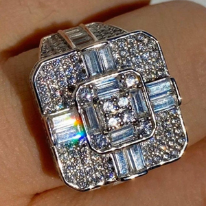 Anillo para hombre de tendencia Hip Hop Ice Out VVS Lab Grown 10K 14K 18K oro completo diamante redondeado alfabeto anillo de lujo Bisutería - Product Image 1