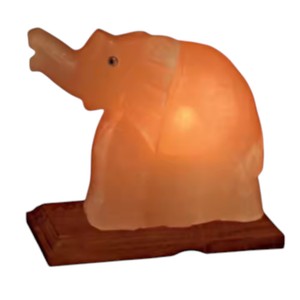 Lámpara de cristal de sal de roca del Himalaya con forma de elefante ecológica de Sian Enterprises, estilo Feng Shui tallado a mano para iluminar tu - Product Image 1