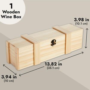 Wooden Wine <b>Box</b> for Split or Demi Wine Bottles, Single Wine <b>Gift</b> <b>Box</b> with Clasp for Birthday Party <b>Gifts</b>, Housewarming, <b>Wedding</b> - Product Image 3