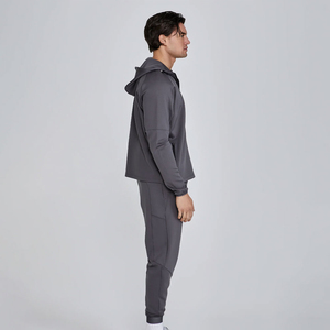 Conjunto de dos piezas con logotipo personalizado para hombre, traje de jogging de entrenamiento deportivo para invierno, chándal liso de algodón 100% en blanco - Product Image 4