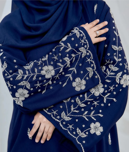 อาบายะห์ดีไซน์เปิดด้านหน้าสำหรับผู้หญิงในสหรัฐอเมริกาและมาเลเซีย อาบายะห์ทันสมัยพร้อมงานปักลูกปัดสวยงามด้วยมือสำหรับเทศกาลอีด - Product Image 2