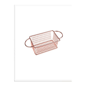 Bronze Color <b>Rectangular</b> Metal Presentation Serving <b>Basket</b> Carrying Food Container for Kitchen Use - Product Image 1