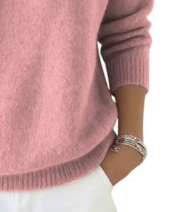 Customized Women Pink Turtleneck Sweater Wool Acrylic Knit Pullover Long Sleeve Winter Custom Manufacturer OEM Wholesale Design - Product Image 6