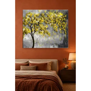 Impression sur toile d'un arbre fleuri jaune Fida sur fond gris - Product Image 3