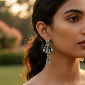 Pendientes de Plata 925 con Topacio Azul para Mujer, Idea de Regalo Elegante - Product Image 3