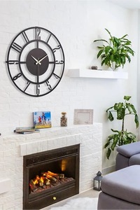 Reloj de pared de metal negro redondo moderno, diseño minimalista elegante, perfecto para sala de estar, dormitorio, oficina y decoración de pasillo - Product Image 4