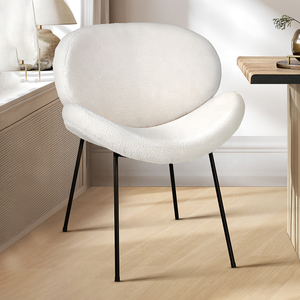 <span class=keywords><strong>Chaise</strong></span> d'appoint contemporaine blanche <span class=keywords><strong>chaise</strong></span> de salle à manger en velours rembourrée avec dossier bas incurvé pour <span class=keywords><strong>cuisine</strong></span> salon dîner - Product Image 5