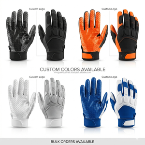 Gants de football américain en cuir personnalisés, à doigts complets, pour outfield, gaucher, avec grip antidérapant, sangle de poignet, rembourrage épais, entraînement, OEM - Product Image 5
